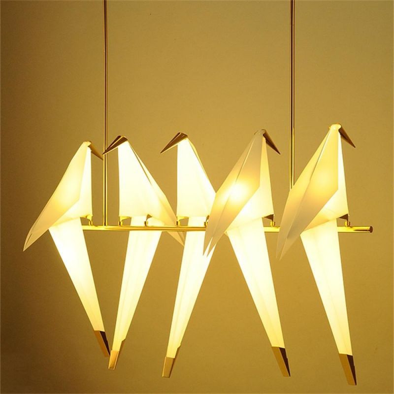 Art Deco Modern Paper Crane Metal Chandelier for Restaurant Living Room Dining Room Children′ S Room LED Bird Design Pendant Lamp