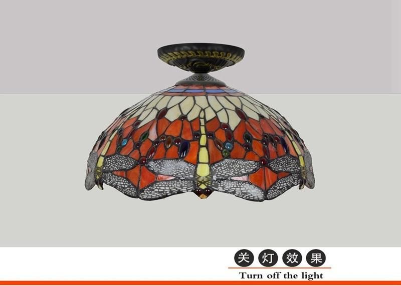 Red Chandelier Dragonfly Tiffany Stained Glass Restaurant Bedroom Aisle Balcony Ceiling Lamp (WH-TA-18)