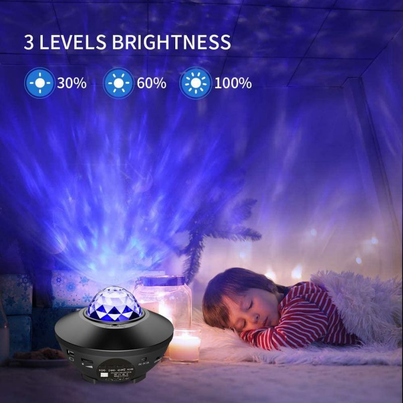 LED Star Projection Light USB Bluetooth Romantic Fantasy Rotating Atmosphere Light Voice-Controlled Ocean Starry Night Light