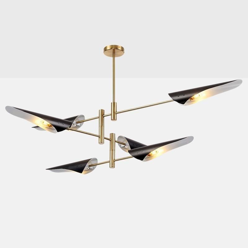 Nordic Postmodern Simple Creative Living Room Dining Room Lamps Atmosphere Metal Inclined Mouth Industrial Wind Aircraft Art Chandelier