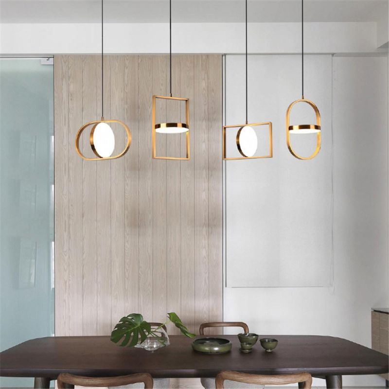 Modern Line Pendant Lights Designer Ring Hanging Lamps Dining Room Bedroom Bedside Restaurant Living Room Light Fixtures