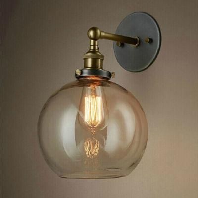 Industrial Glass Wall Lamp Indoor Decoration Light Wall Light with Switch Bedside Wall Lamps