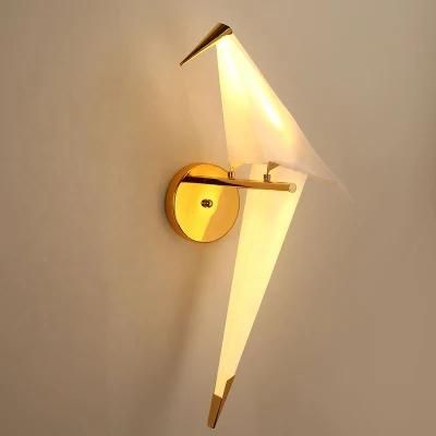Nordic Paper Crane Bird Bedroom Wall Lamp