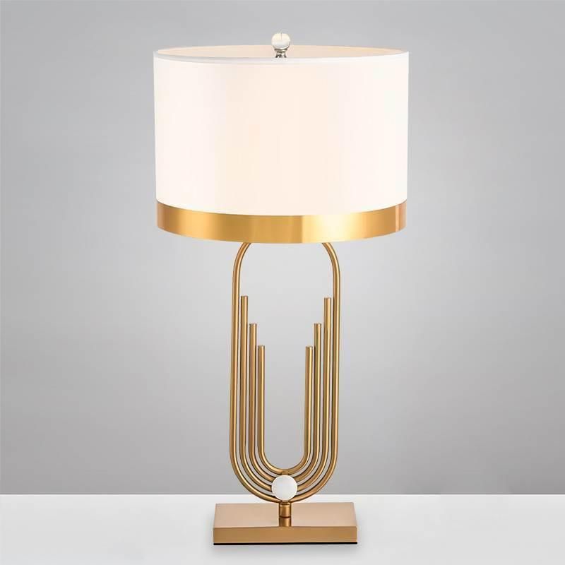 Creative Metal Fashion Lighting American Luxury Desk Lamp Cloth Shade Bedroom Hotel Guest Room Postmodern Designer Decorative Table Lamp