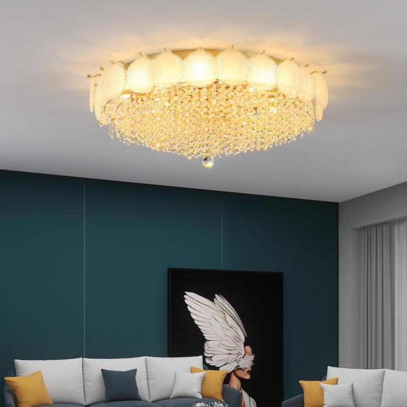 Luxury Creative Ceiling Light Crystal Glass Living Room Lotus Lamp (WH-CA-71)