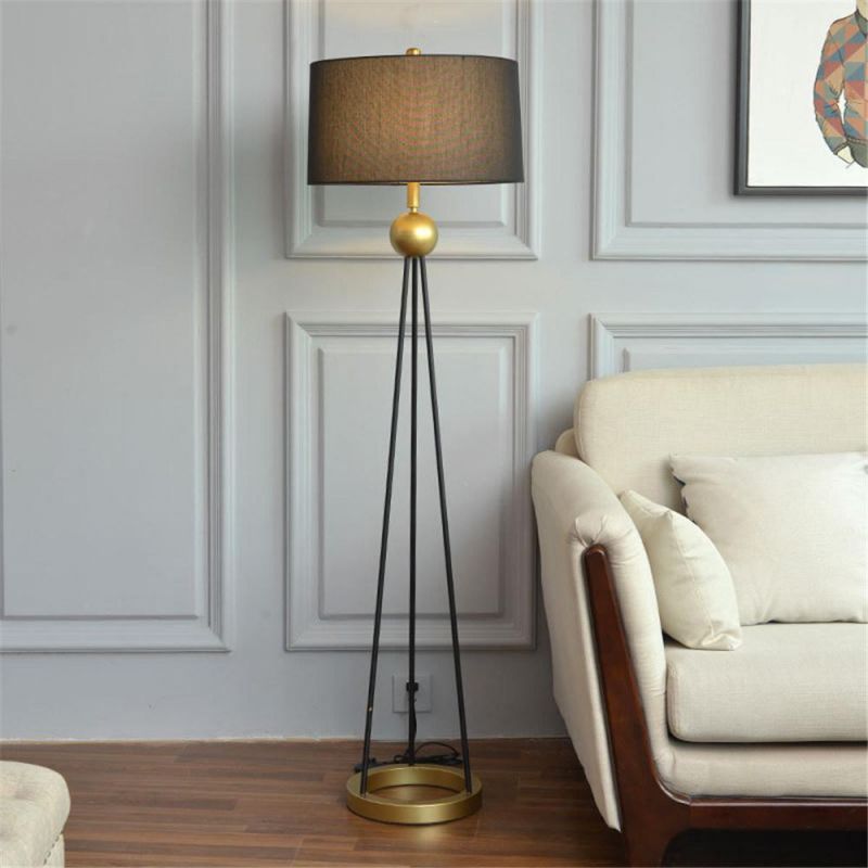 American Country Fabric Art Floor Lamp Nordic Post-Modern Bedroom Iron Standing Lamps for Living Room Home Decor LED Stand Light