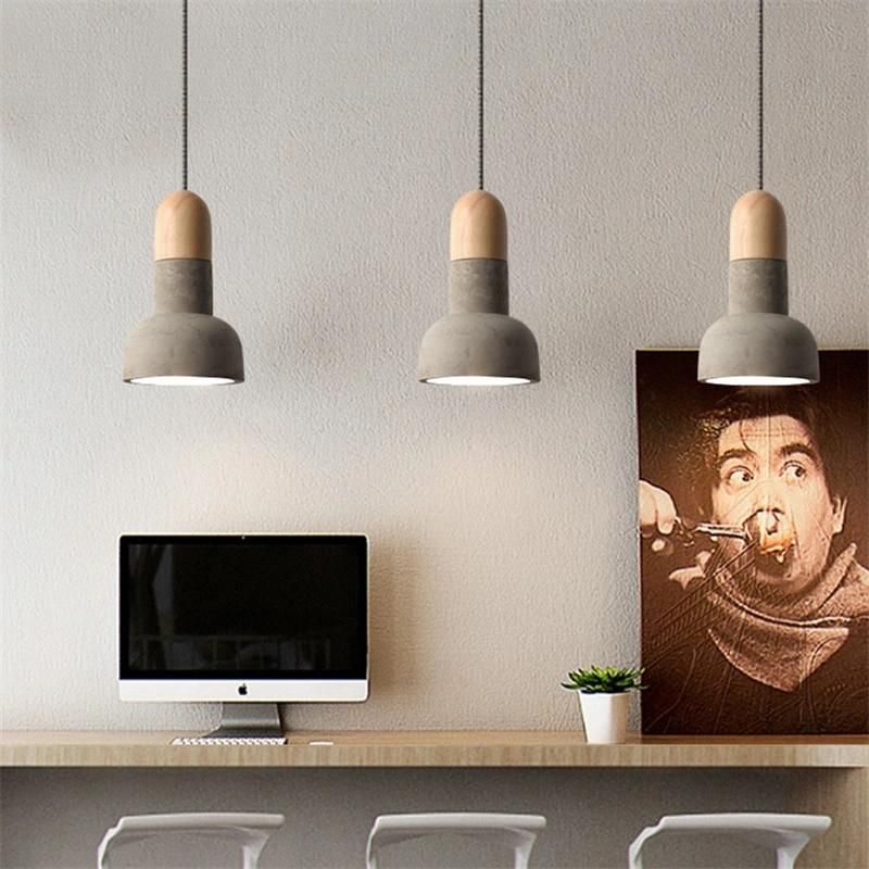 Vintage Wood Pendant Light Dining Room Viveca Cement Body Scandi-Industrial Style Pendant Light (WH-AP-350)
