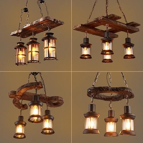 Chandelier Modern Lighting with Wood for Dinner Room Coffee Bar Decoration