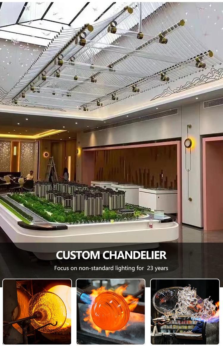Low Power Consumption KTV Commercial Space Big Luxury Iron LED Project Chandelier Light