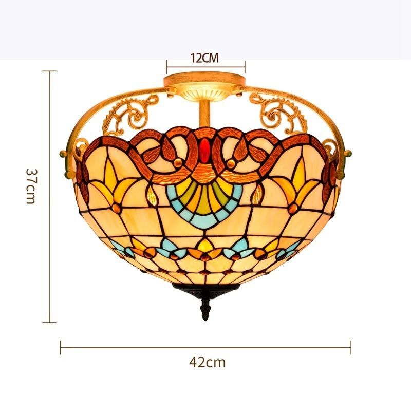 Tiffany Mosaic Pendant Lights Stained Glass Flower Lampshade Hanglamp Stairwell Chandelier (WH-TA-33)