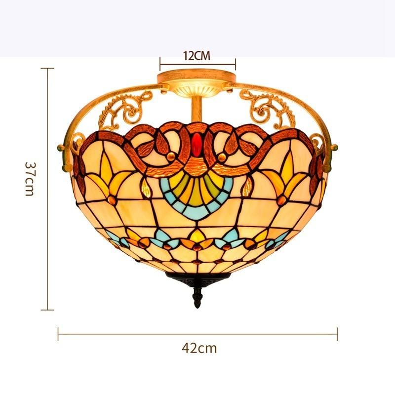 Tiffany Mosaic Pendant Lights Stained Glass Flower Lampshade Hanglamp Stairwell Chandelier (WH-TA-33)