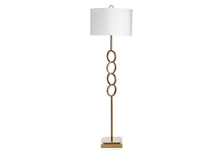 Home Bedside with off- White Fabric Shade Modern Farmhouse Floor Lamp