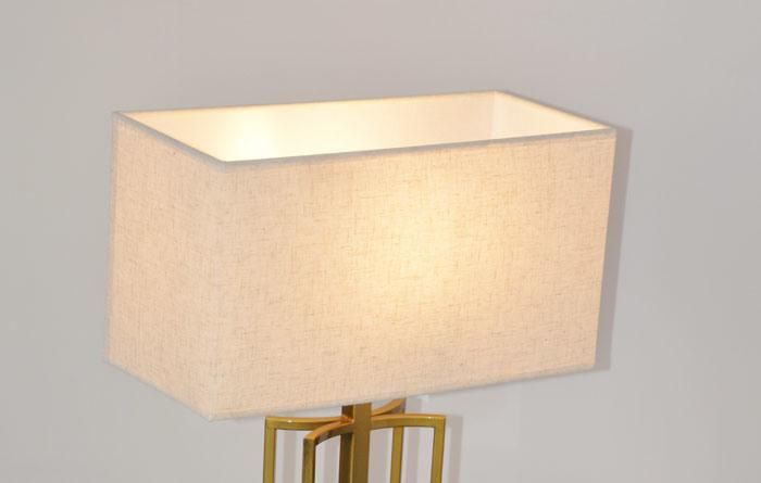 Bedroom Crystal Metal Table Desk Light with Fabric Shade in Bronze, Fit for Hotel Bedside