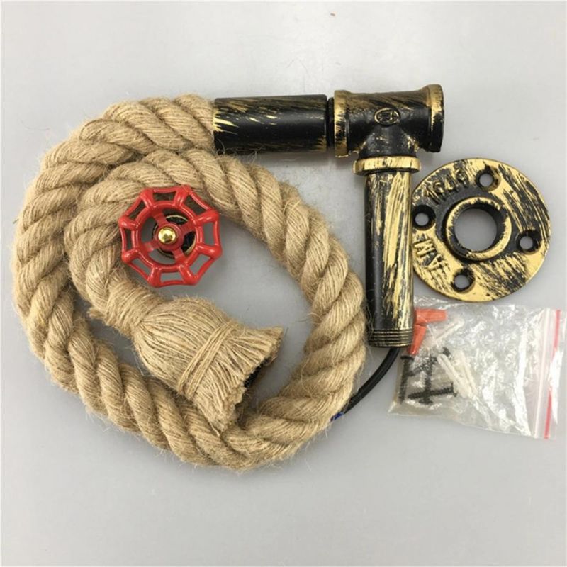 Retro Industrial Wind Hemp Rope Wall Lamp Personality Iron Rust Water Pipe Wall Lamp (WH-VR-01)