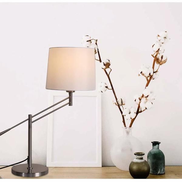 Decorative modern Fabric Table Lamp with Swing Arm Suitable for Bedside Hotel Desk Lamp