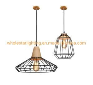 Pendant Lamp with Wood Top. (WHP-648)