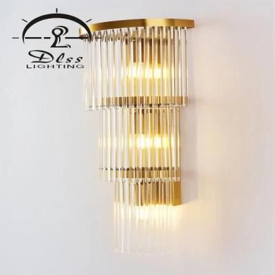 Modern Luxury Hotel Golden Crystal Wall Lamp with E14 Lamp for Villa