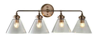 4 Lite E26 Glass LED Vanity Wall Bath Light Antique Brass Finish