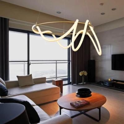 Modern Simple PVC Iron Tube Ring 80W Modern LED Chandeliers