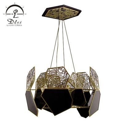 Modern Metal Carved Gold Decor Project High Quality Living Room Pendant Lamp