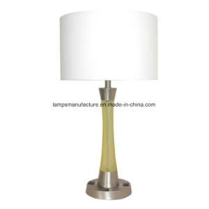 Yellow Finish Polyresin Table Lamp with USB in The Base