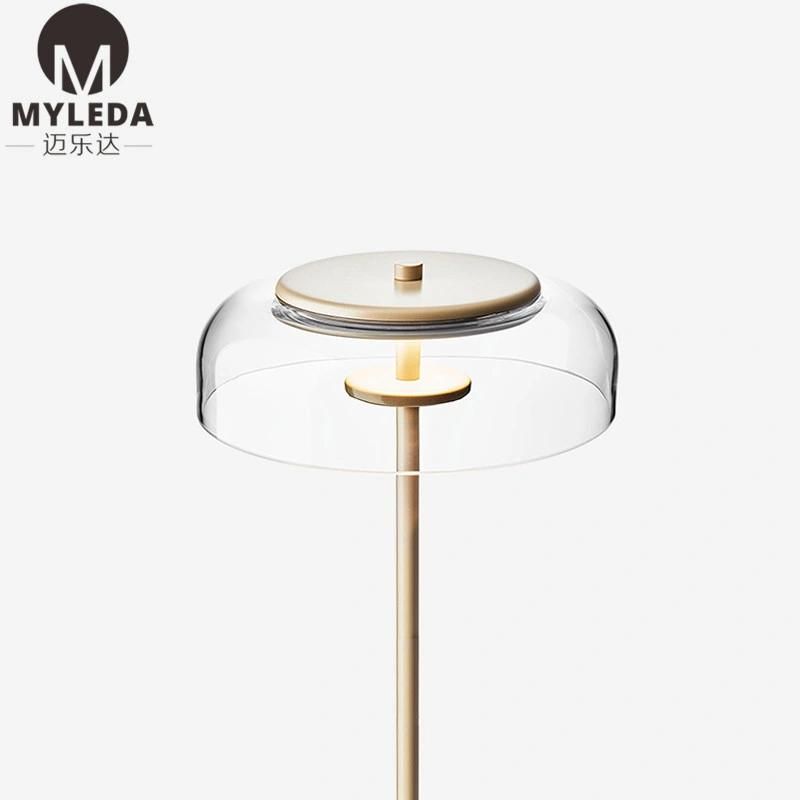 Morden Brass Clear Glass Shade Standing Reading Floor Lamp