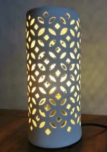 Modern Ingot Hollow Pattern Ceramic Night Table Lamp