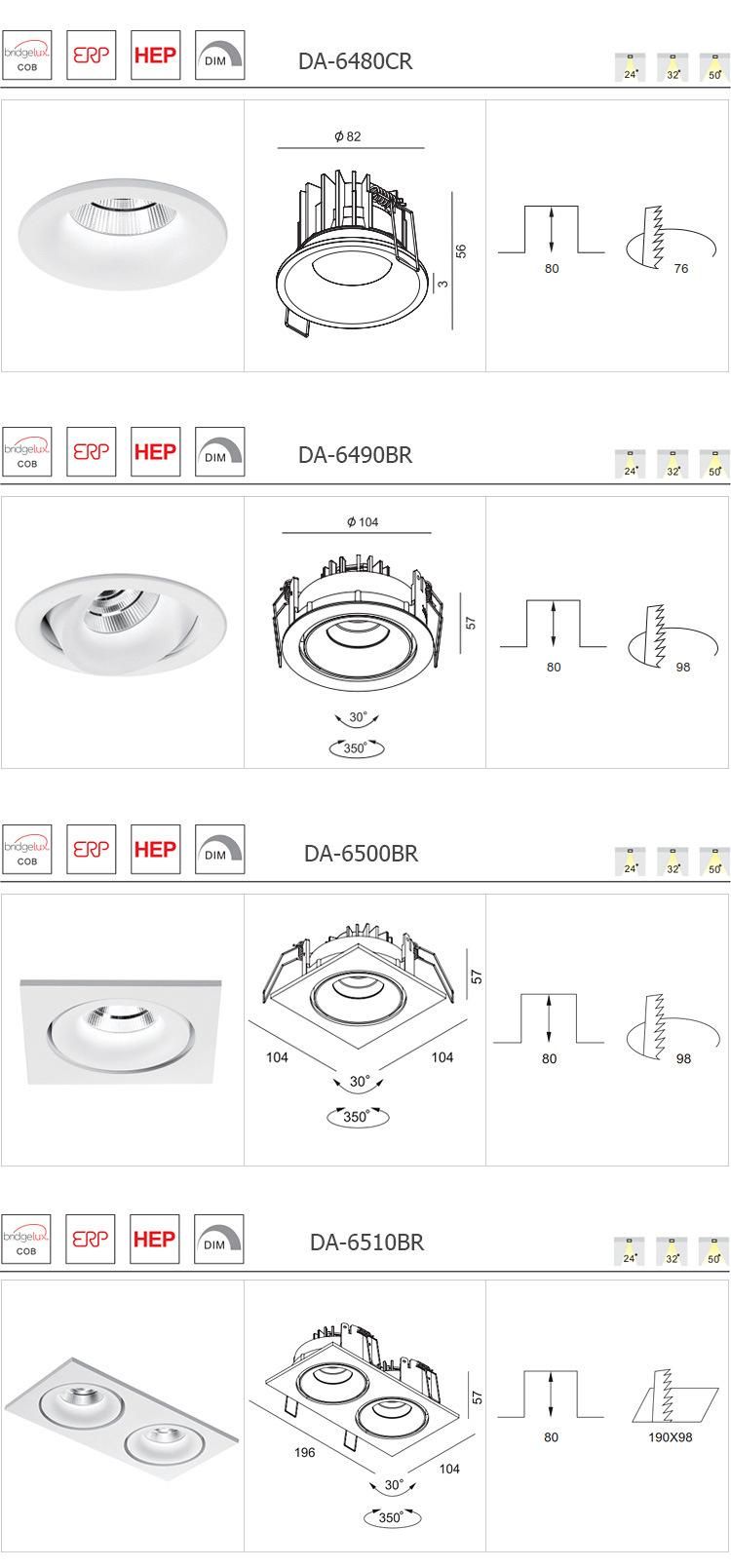 OEM Factory Mini 6.2W 554lm with 5years Warranty LED Recessed Spotlight Indoor Downlight