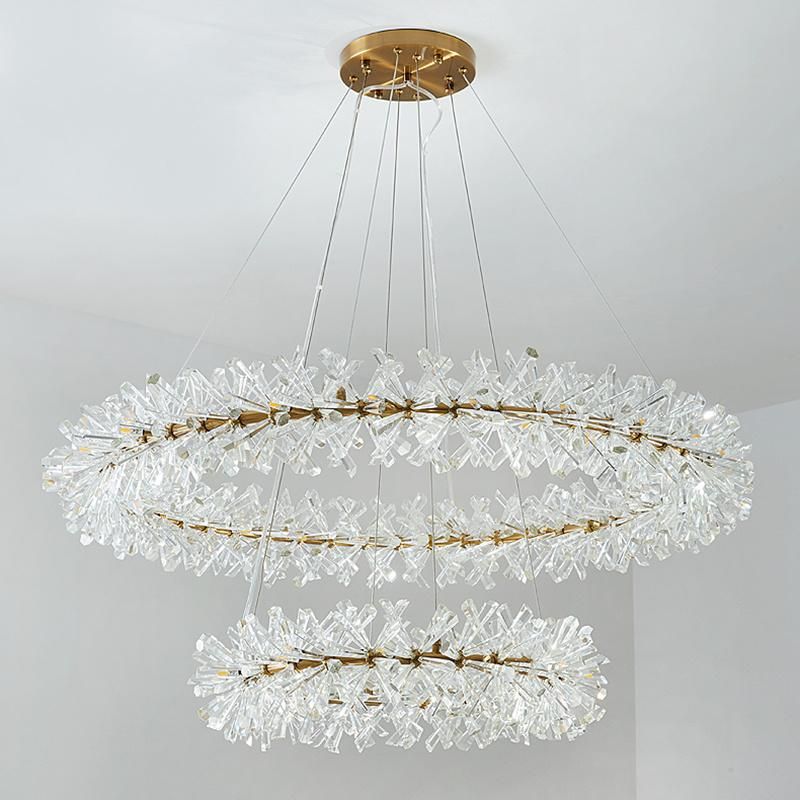 Round Ring Vintage Style Crystal Chandelier High-Class Restaurant Lighting
