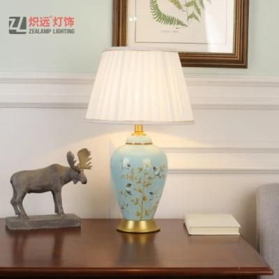 Flower Birds Ceramic Bedside Table Lamp for Study Desk (TL8040)