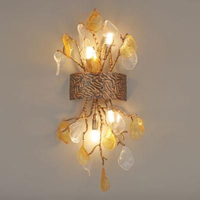 2022 Meerosee Wholesale Brass Golden Wall Lamp Modern Copper Wall Sconce Light Fixture for Living Room Corridor Indoor Decor