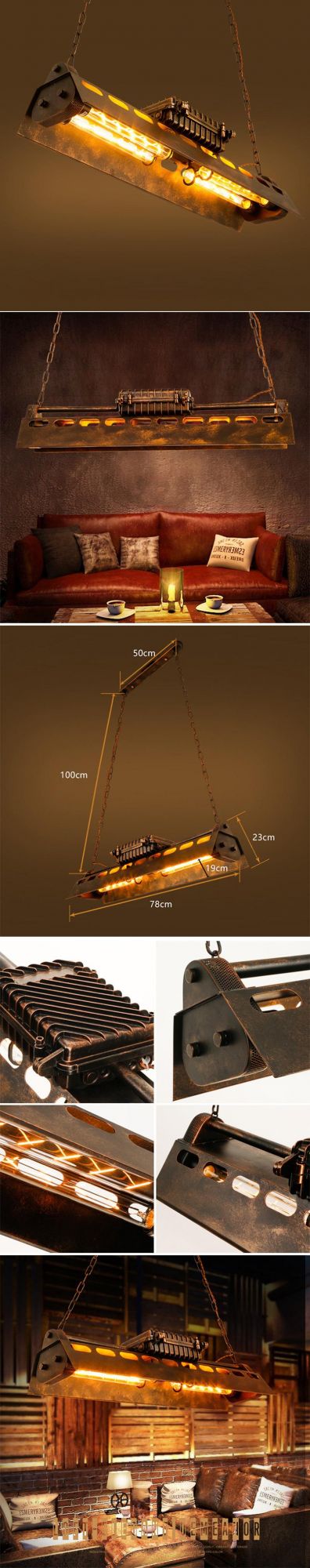 Amazon Hot Sell Wrought Iron Industrial Steampunk Steel Coffer Bar LED Lamp Creative Vintage Chandelier Ceiling Pendant Light