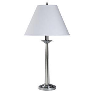 Modern Clear Acrylic and Polished Nickel Hotel Table Lamp