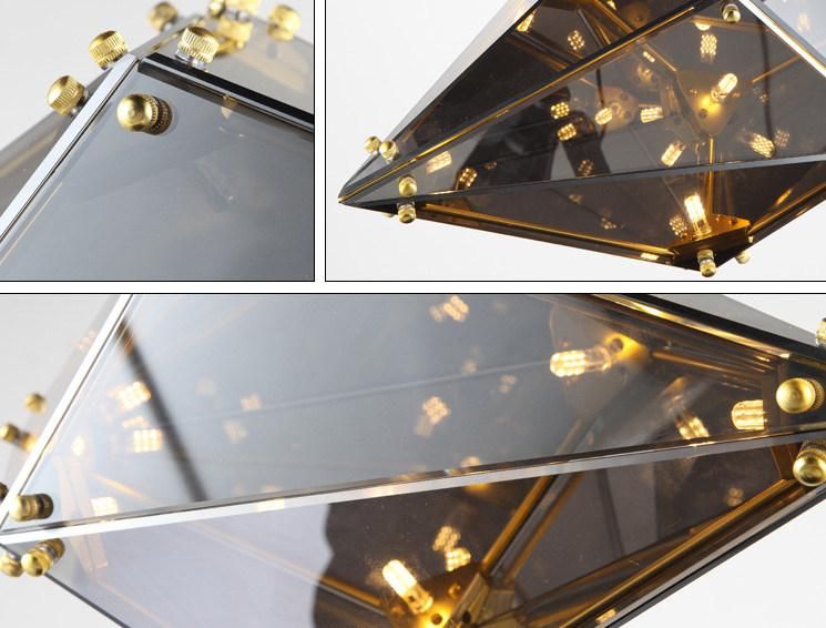 Diamond Amber Glass Pendant Lamp Indoor Decoration Lighting