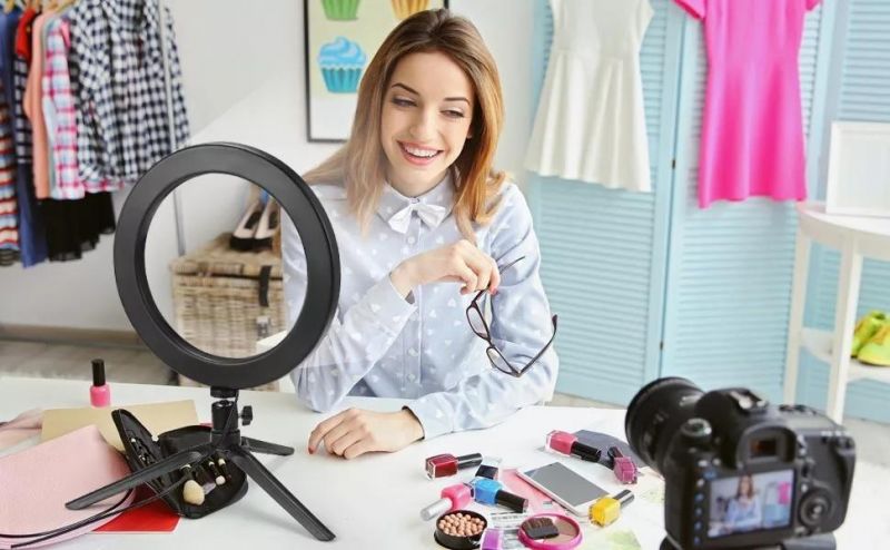 Beauty Selife Camera Studio Mobile Phone Photo Dimmable USB LED Circle Round Ring Lamp Tripod Stand Light