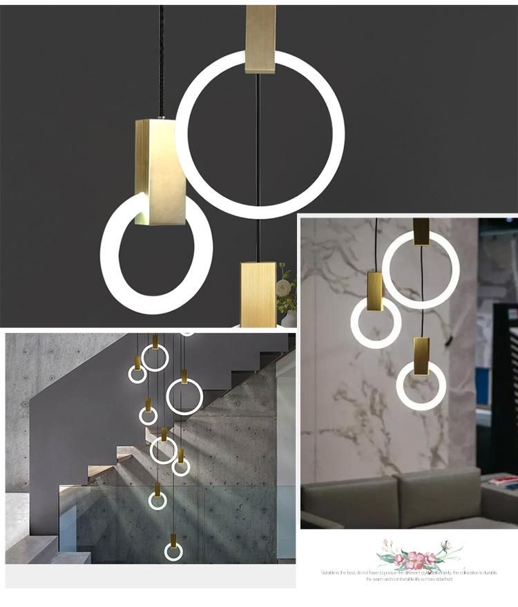 Modern LED Office Hanging Glass Metal Gold Indoor Lighting