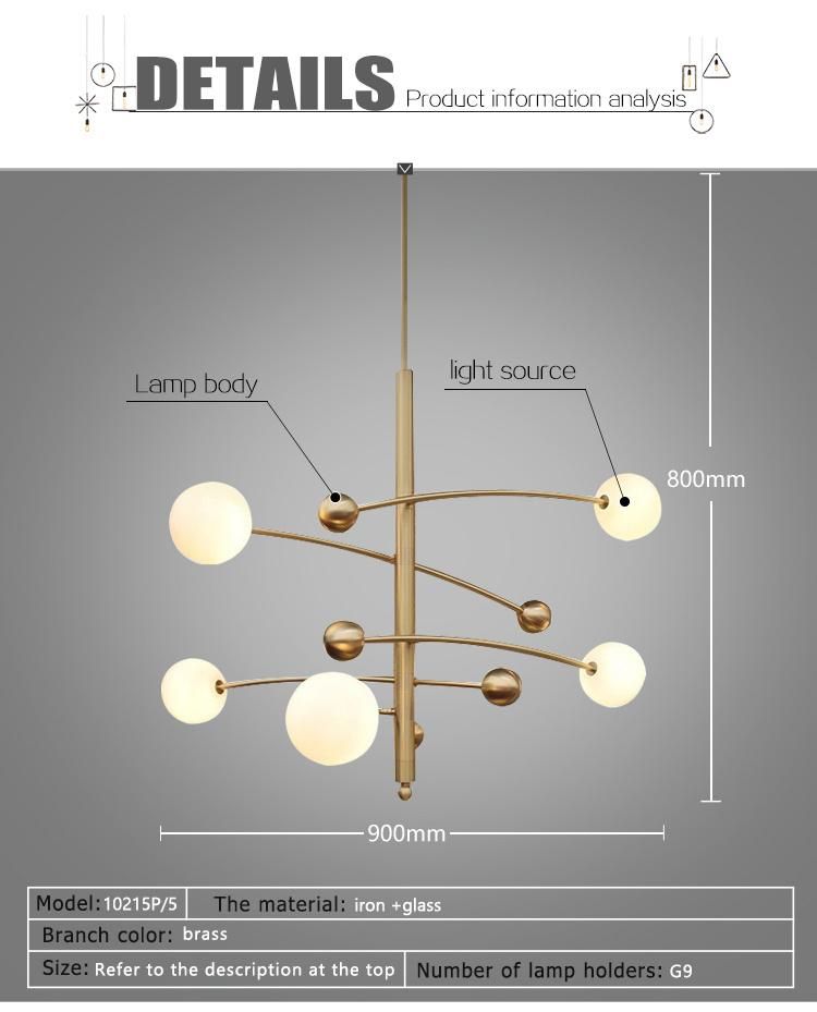 Gold Metal Modern Style Chandelier Lamp with G9 Pendant Lighting