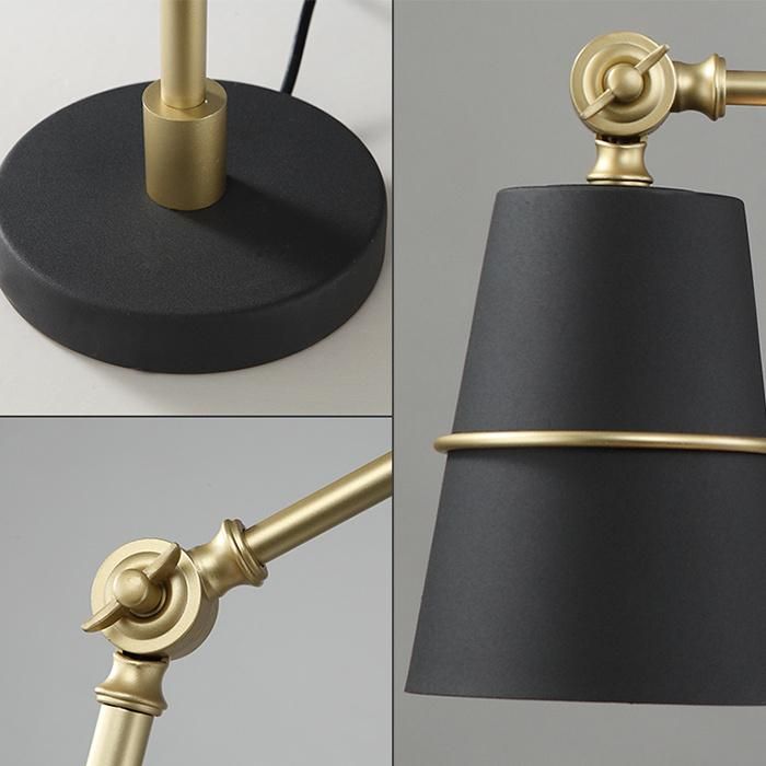 Modern Gold Nad Black Bedroom Desk Table Lamp with Adjustable Angle