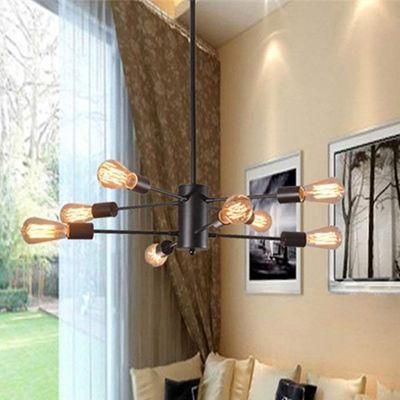 Industrial Style Retro Chandelier Black Iron Branch Straight Bar Vintage Lamp (WH-VP-109)