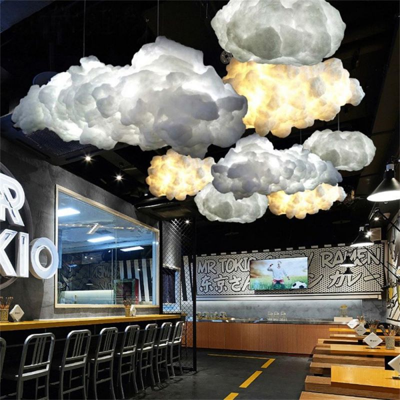 Romantic Creative White Floating Clouds Shape Chandeliers Ceiling Decor Lamp for Home Children Room Wedding LED Pendant Lamp