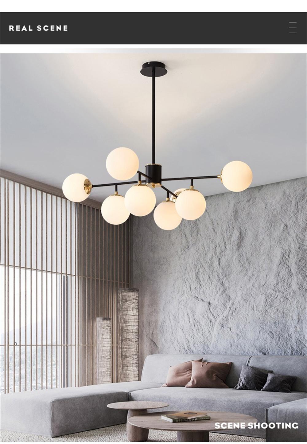 Nordic LED Chandelier for Living Room Dining Kitchen Gold Modern Ball Ceiling Hanging Lamp in The Hall Loft Home Light Fixture