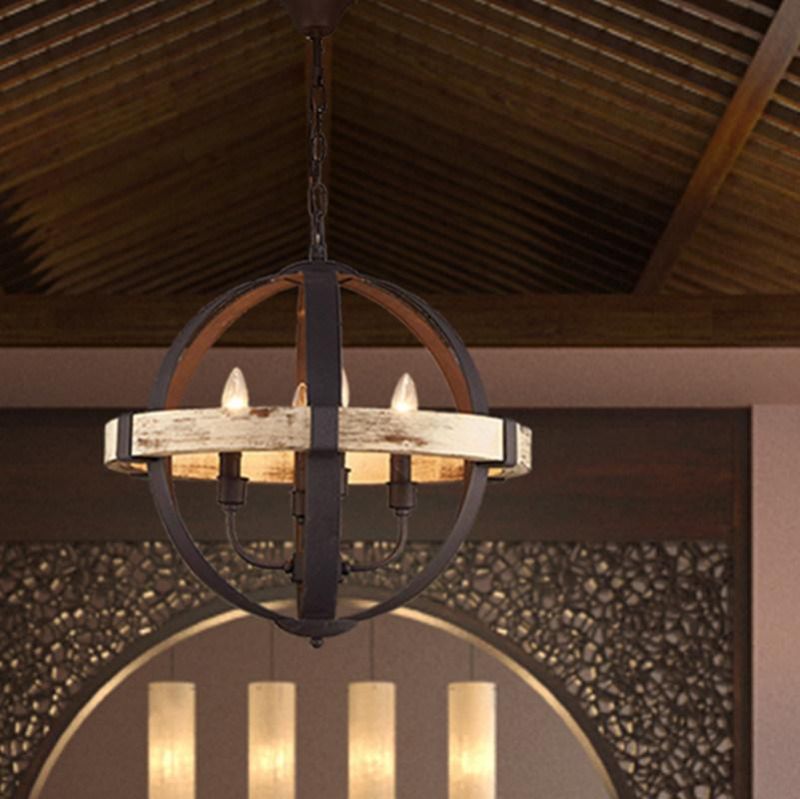 American Country Chandelier Restaurant Clothing Store Loft Wrought Iron Cafe Globe Pendant Light (WH-VP-101)