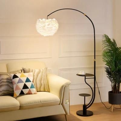 Romantic Feather Floor Lamp, Sofa Vertical Table Lamp for Living Room Bedroom Bedside Lamp (WH-MFL-87)