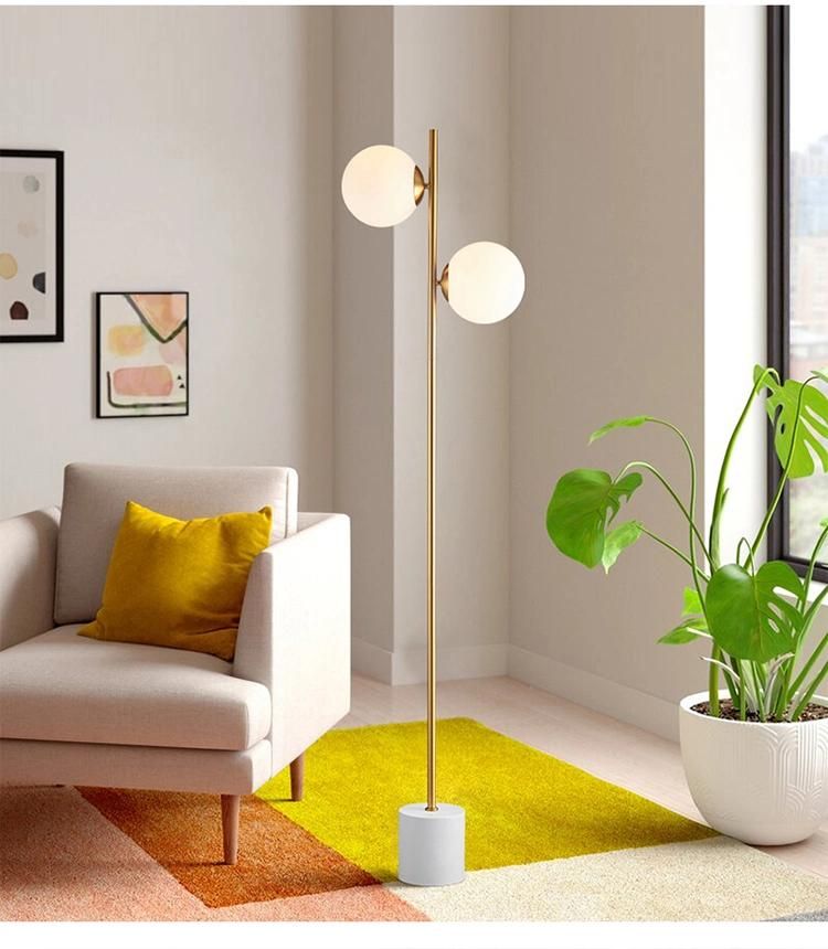 Nordic Modern Home Living Room Decoration Light Romantic Designer Stand Gold Metal Glass Marble LED Floor Lamp