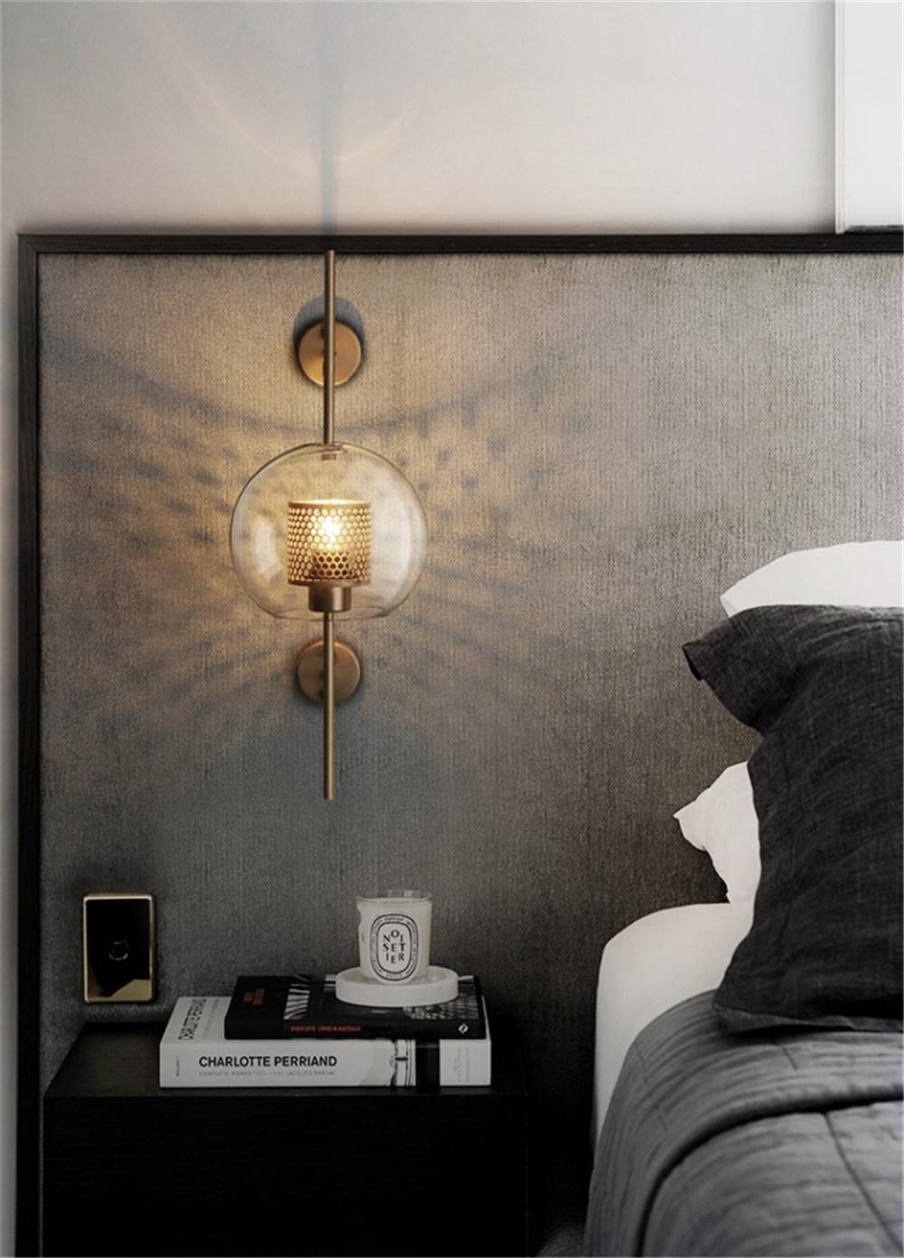 Industrial Wind Grid Living Room Wall Lamp American Simple Creative Bedroom Lamps Restaurant Study Loft Retro Glass Wall Lights
