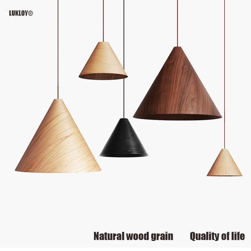Modern Small Pendant Lights Loft for Hall Porch Nordic Kelsey Wooden Cone Pendant Lamp (WH-AP-292)