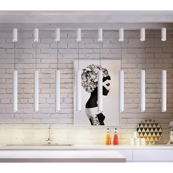 Reception Long Tube Cylinder Metal Hanging Pendant Lamp Adjustable Suspention for Bar Counter