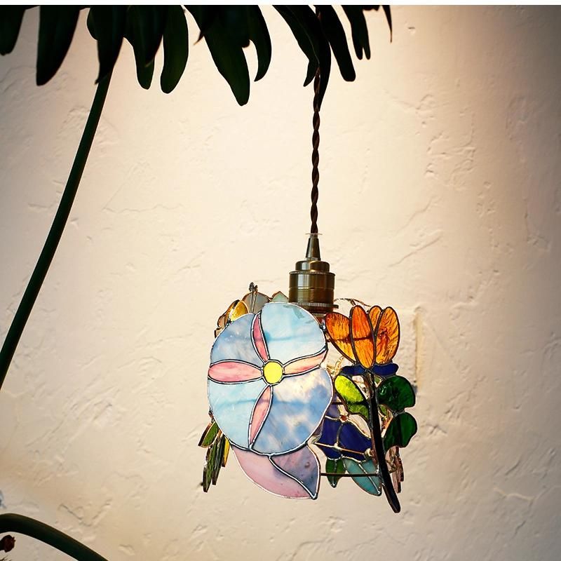 Tiffany Stained Glass Welding Decorative Chandelier Brass Lamp Holder Pendant Lamp