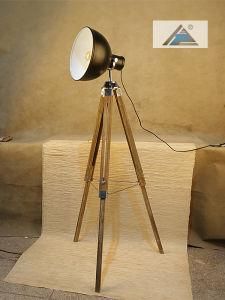 Vintage Tripod with Black-Gold Shade Floor Lamp (C5007371)