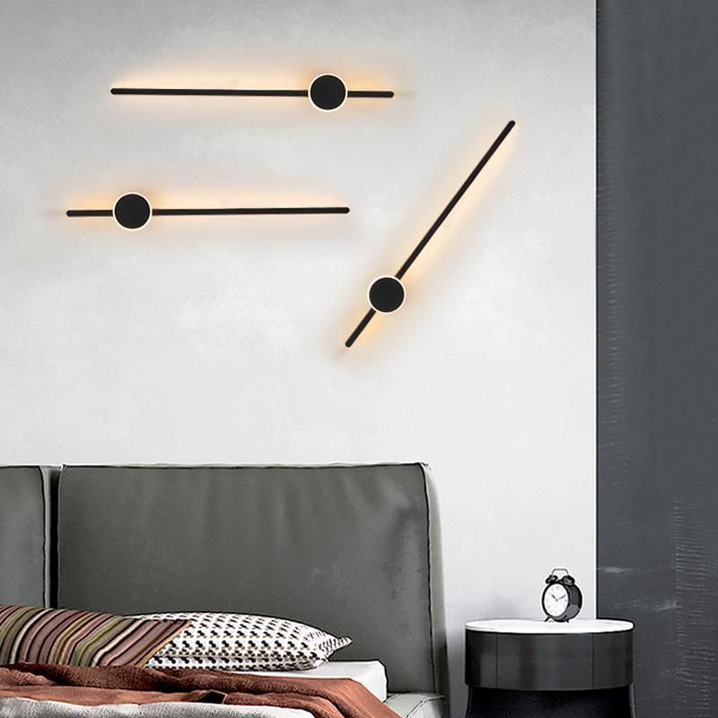 Nordic Simple Design Linear Black LED Wall Light for Hotel